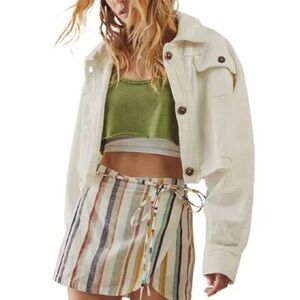 We The Free People FLAWED Saturday Shirt Cropped Shacket oversized SM 24” p2p